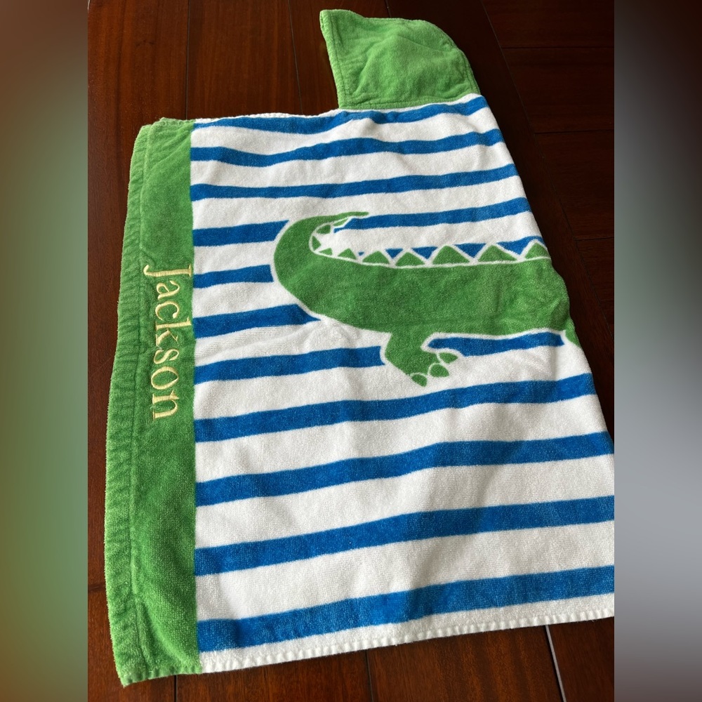 Pottery Barn kids “Jackson” hooded alligator towel